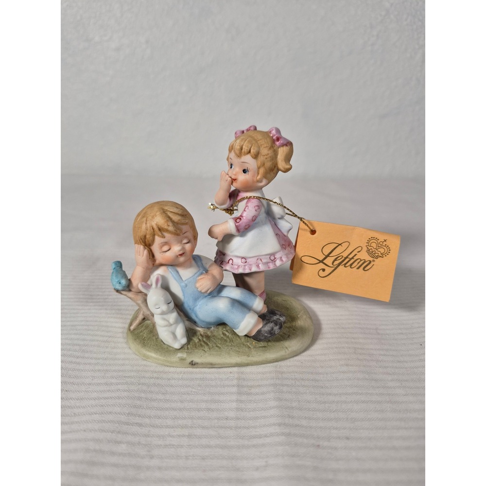 Lefton China Figurine A Friend is A Cherished and Precious Possession Boy & Girl